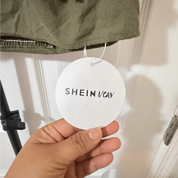 SHEIN Olive Green Off-Shoulder Tassel Crop Top - Picture 3 of 4